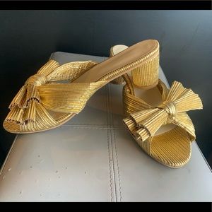 Gold Metallic Bow Mules